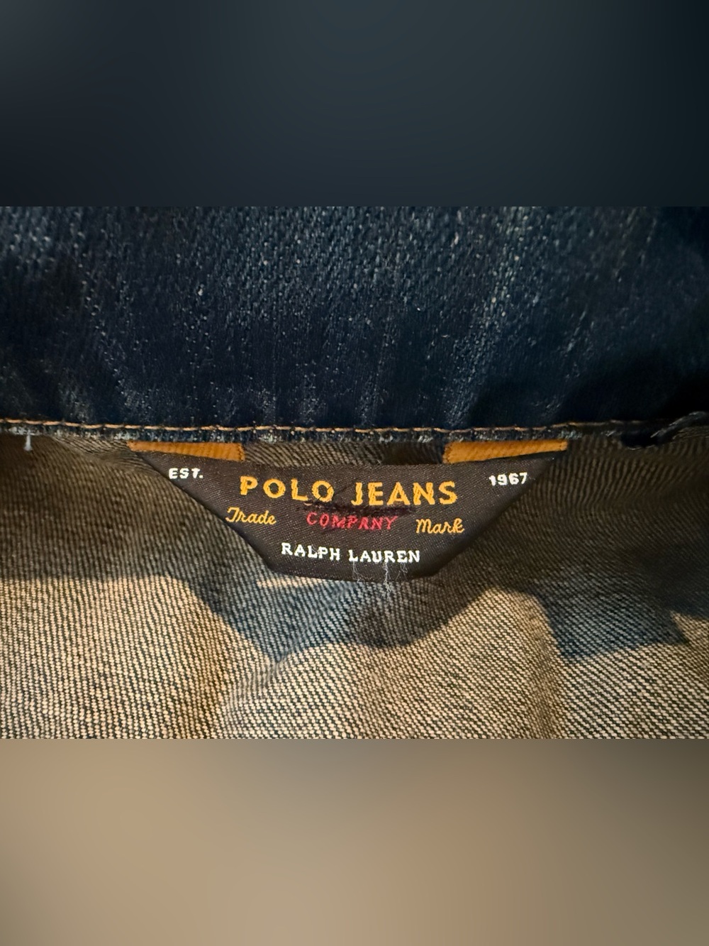 VTG Polo Jeans Company Ralph Lauren Trucker Jacket Dark Wash Denim Men’s Size S - Picture 5 of 16